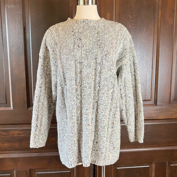 Forenza Vintage Wool Blend Sweater Beige Marled Chunky Knit 80s 90s Size L - Picture 1 of 8